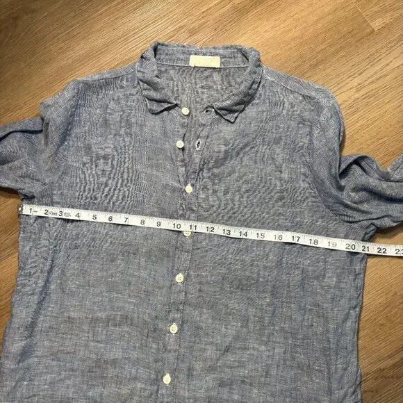 CP Shades Romy Linen Shirt S small chambray blue denim long sleeve button up - Picture 8 of 9